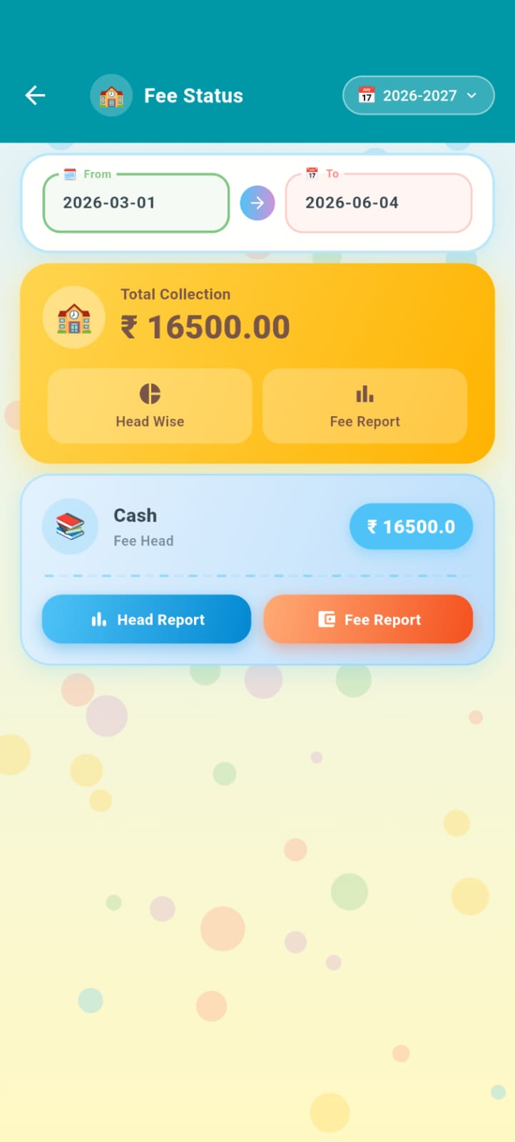 Fee Status Screen